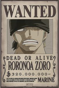 Póster De Zoro Wanted De One Piece